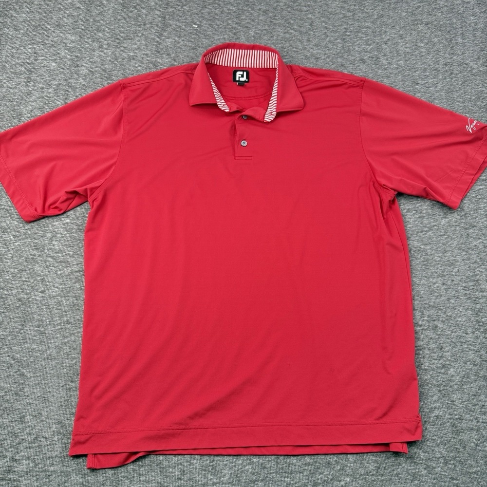 FootJoy Men's Golf‎ Polo Shirt FJ Athletic Performance Striped Sky Blue & Red XL